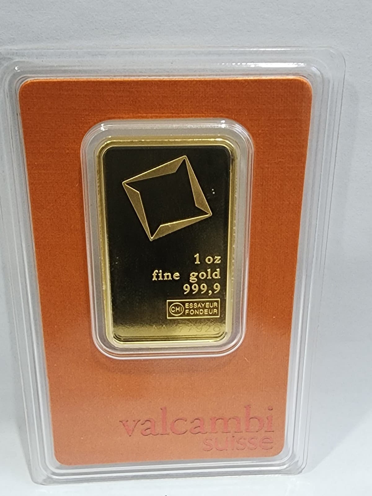 1 Troy oz Valcambi Suisse .9999 Fine Gold Bar Sealed In Assay
