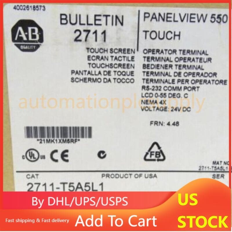 ALLEN-BRADLEY 2711-T5A5L1 SER B FRN 4.48 PANELVIEW 550 TOUCH PANEL US Free Tax