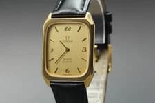 Vintage 1980s OMEGA De Ville Quartz Cal.1365 Gold Dial Men's [Near Mint]