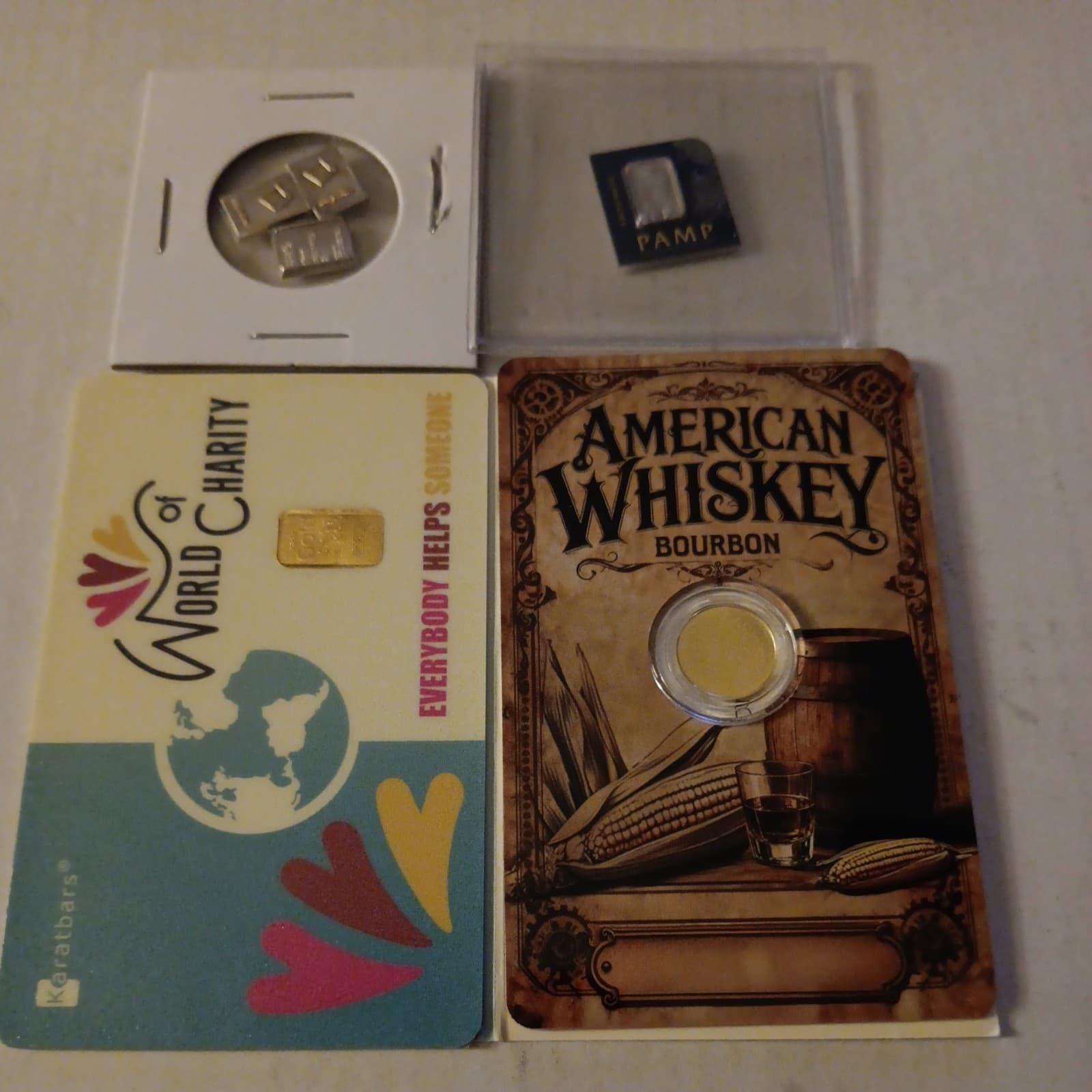 2-1/1000 ounce 4/9 FineGold  and 3 Grams 3/9Fine  Silver +1gr platinum+2 Copper 