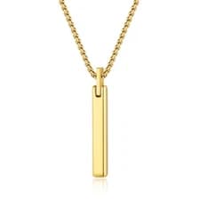 Simple Tungsten Necklace for Men, 18K Gold Plated Bar Pendant Necklace for Me...