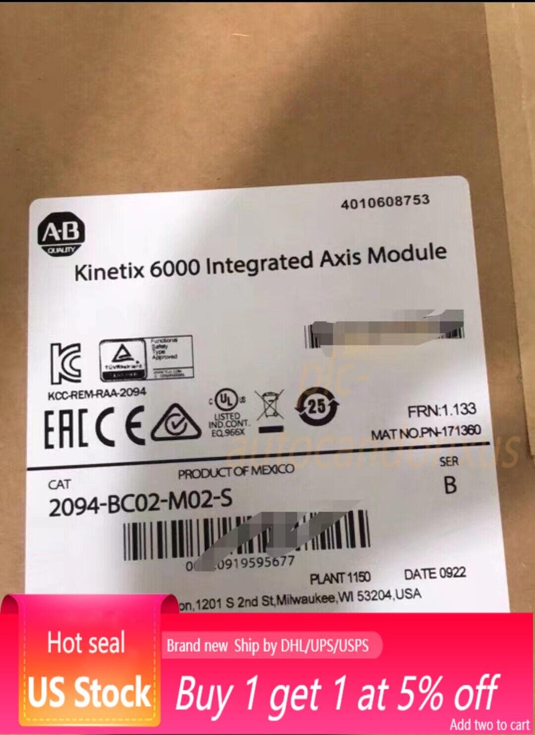 Allen-Bradley 2094-BC02-M02-S Kinetix 6000 Integrated Axis Module 2094BC02M02S