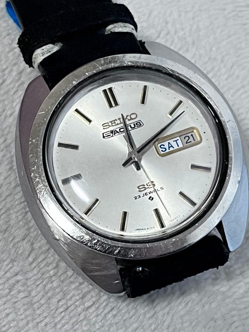 Seiko 5 Actus 6106-8440 Day Date Vintage ST.Steel Automatic Mens Watch Authentic
