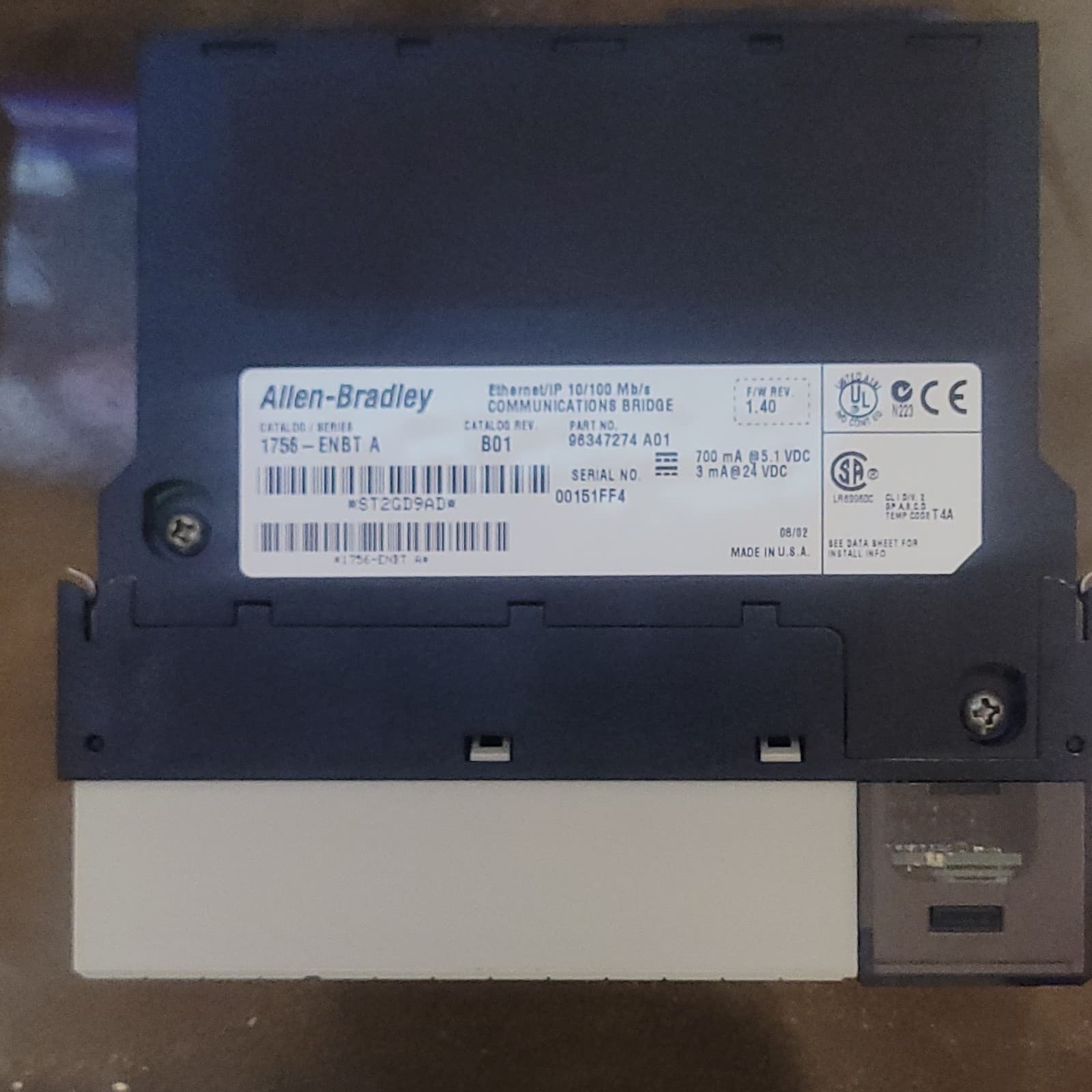 Allen-Bradley 1756-ENBT A EtherNet/IP Communications Bridge Module ControlLogix