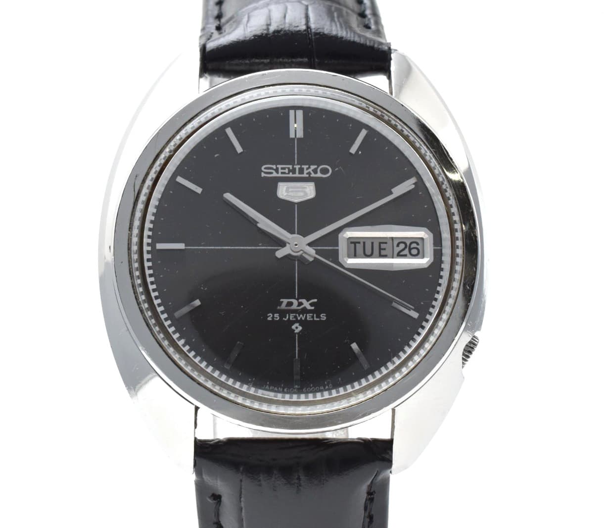 [EXC+4] Vintage SEIKO 5 Deluxe DX 6106-6000 Black Dial 25 Jewel Automatic Japan