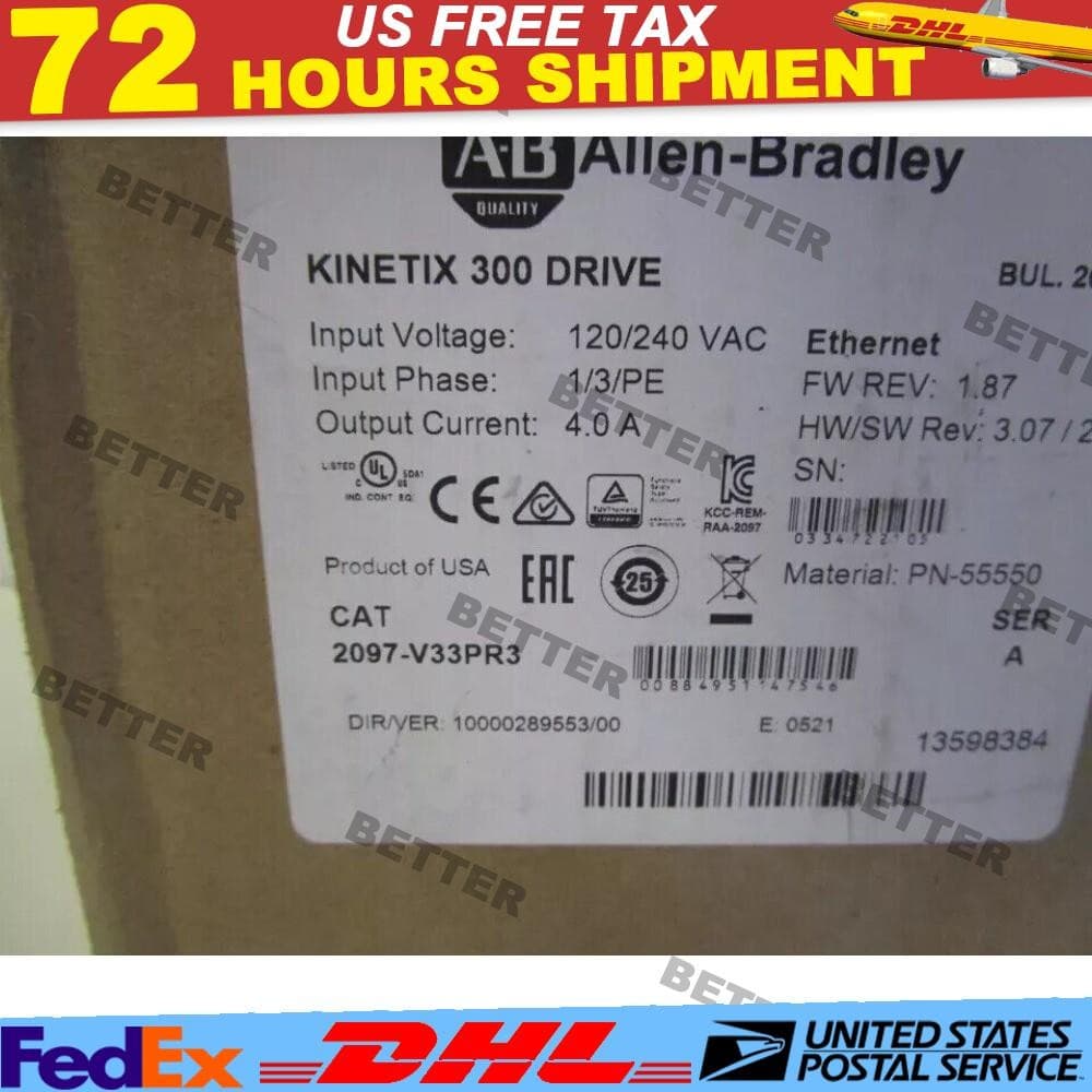 NEW Allen Bradley 2097-V33PR3 Kinetix 300 Servo Drive 240V 1Ph/3Ph US Free Tax