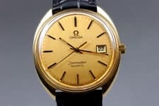 [Exc+5] Vintage Omega Seamaster Cal.1342 Date Gold Quartz Men's From JAPAN
