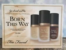 TOO FACED Born This Way Foundation 3-Shade Sample Card SNOW * LIGHT BEIGE * CHAI