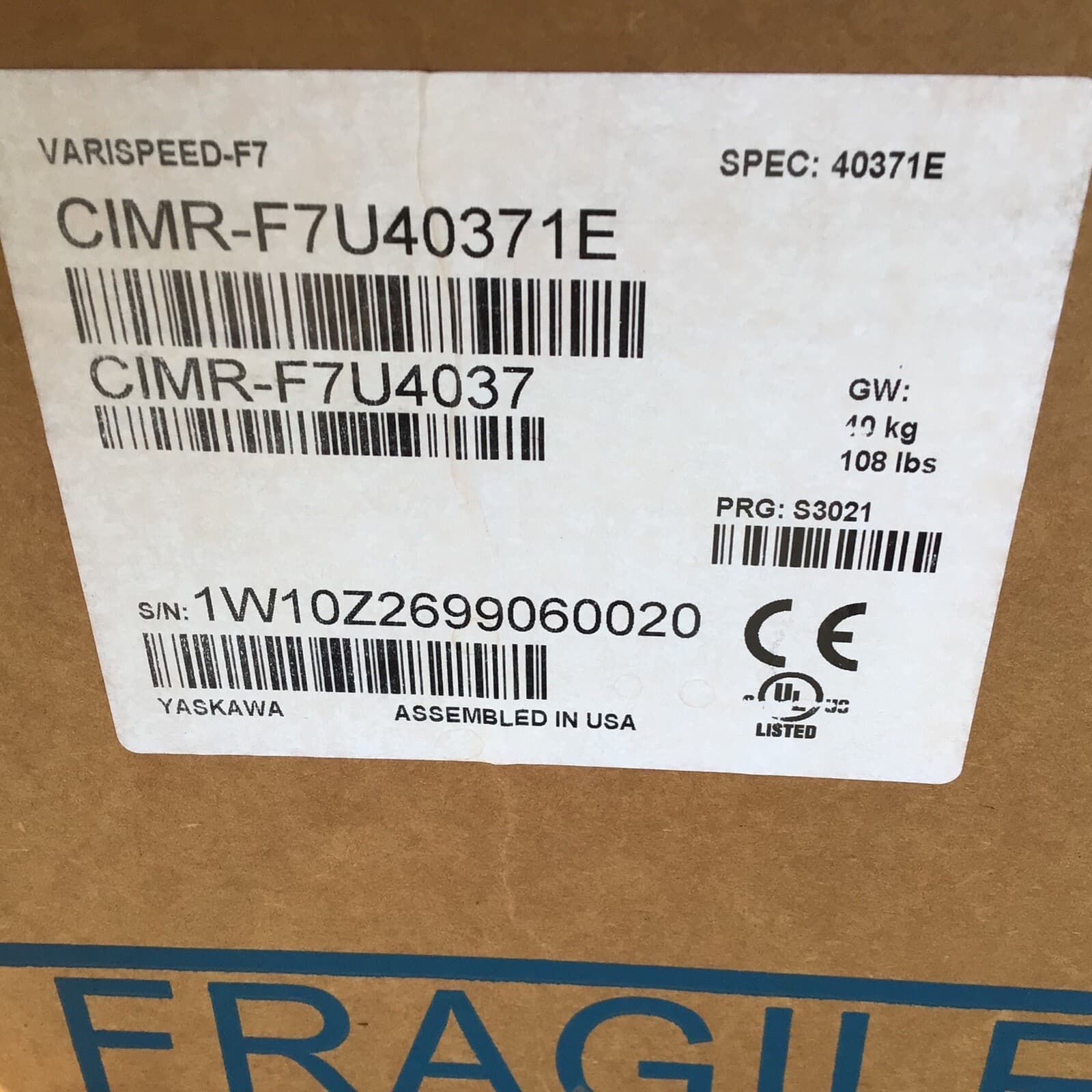 Magnetek Adjustable Frequency Crane Control  CIRM-F7U4037 Impulse G+ Series 3 