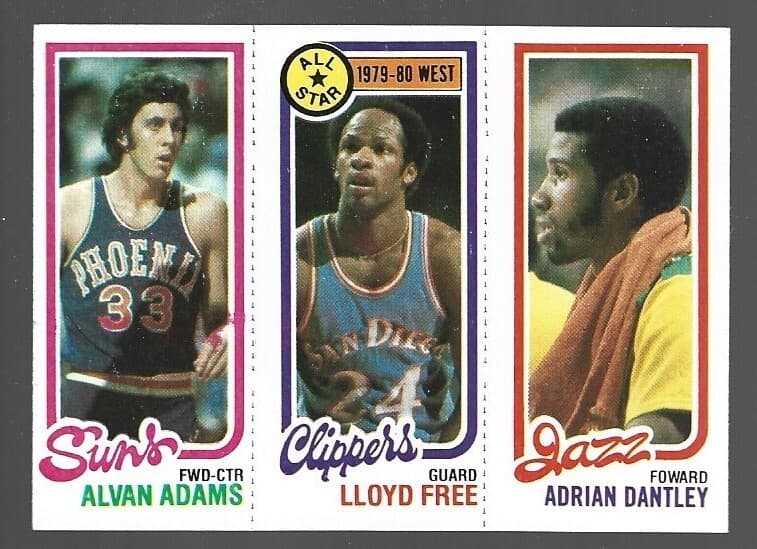 B 1980-81 Topps Basketball Alvan Adams Lloyd Free Adrian Dantley 189-14-240 NRMT