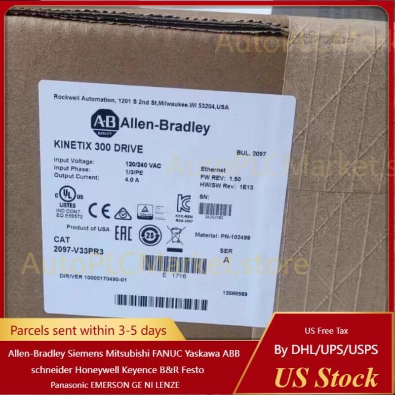 Allen-Bradley Kinetix 300 Servo Drive 2097-V33PR3 FW: 1.77 US Free Tax