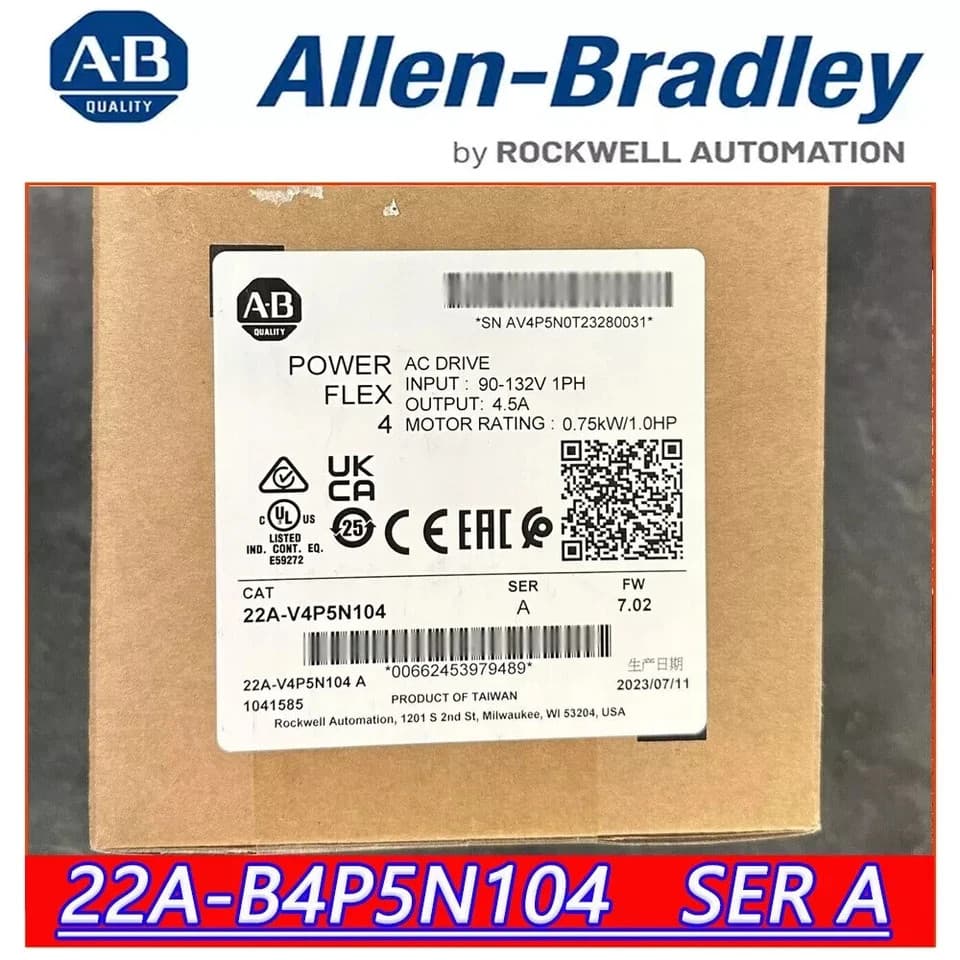 NEW Allen-Bradley 22A-V4P5N104 /A PowerFlex 4 0.75kW 1.0HP AC Drive 22AV4P5N104