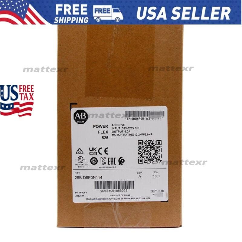 2022 New Sealed Genuine AB 25B-D6P0N114 PowerFlex 525 2.2kW 3Hp AC Drive