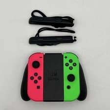Nintendo Switch Joy-Con Controllers Neon Pink Neon Green with Grip OEM
