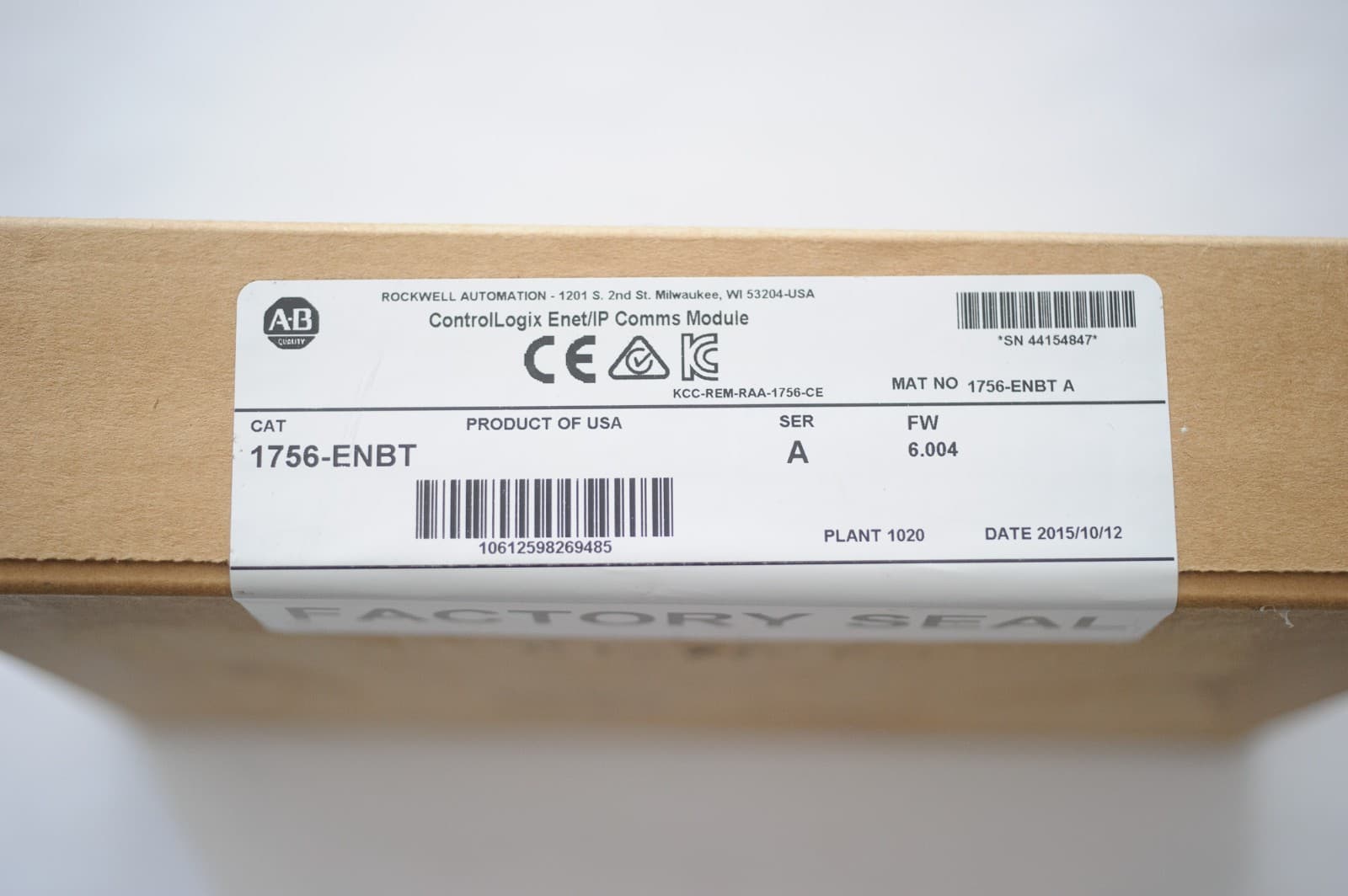 Allen Bradley 1756-ENBT /A ControlLogix EtherNet/IP 10/100 Module Sealed New