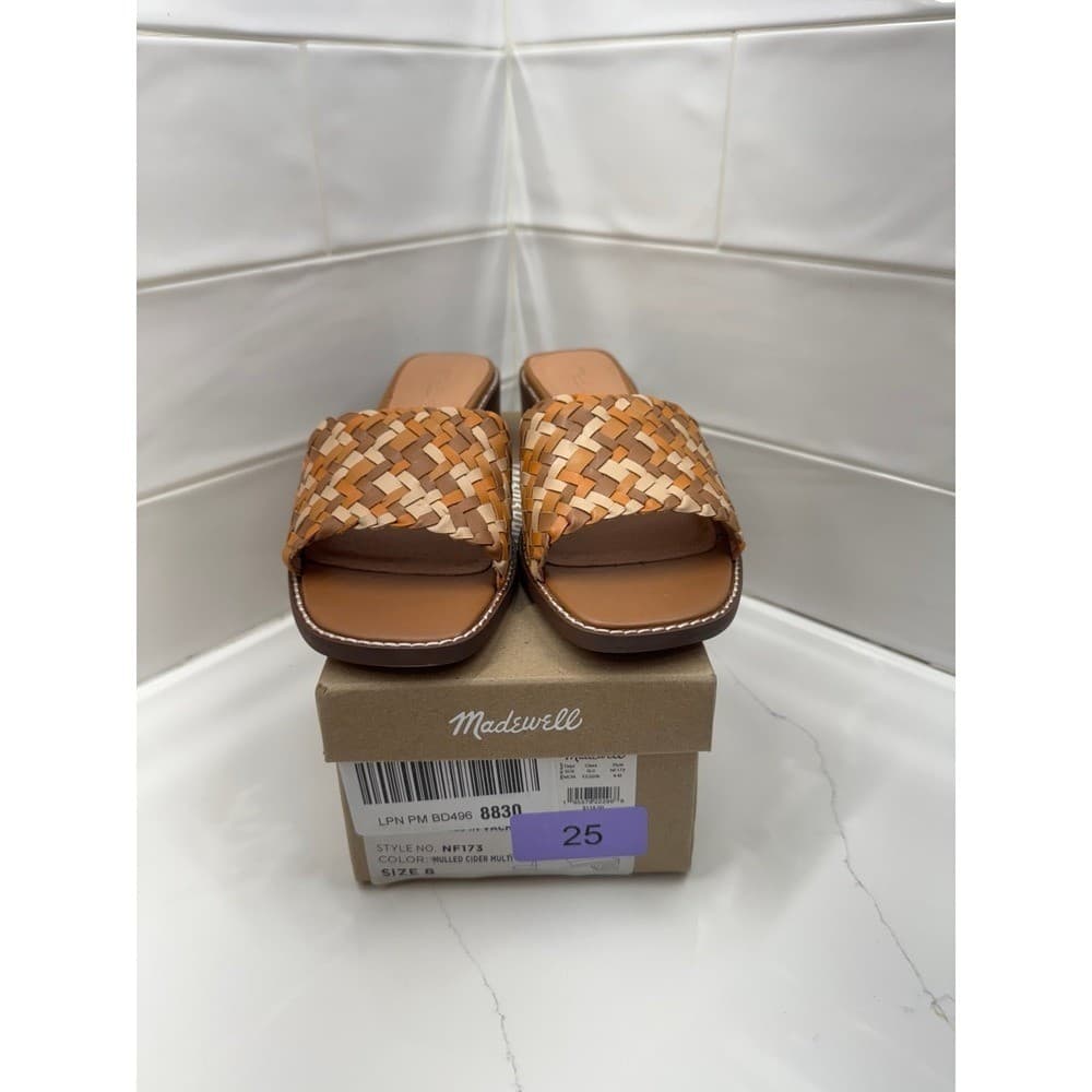 Madewell The Suzi Slide Sandal in Multi Woven Leather size 8