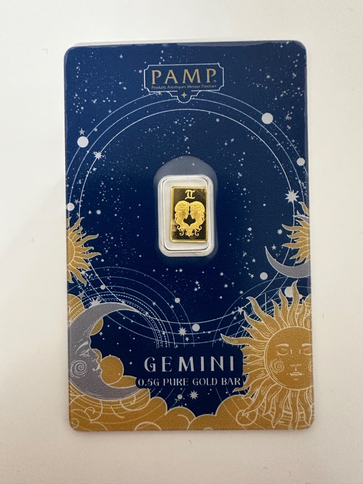 PAMP Suisse Zodiac Gemini 0.5g Gold Bar 999.9 Fine Gold (3000 Mintage)