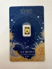 PAMP Suisse Zodiac Gemini 0.5g Gold Bar 999.9 Fine Gold (3000 Mintage)