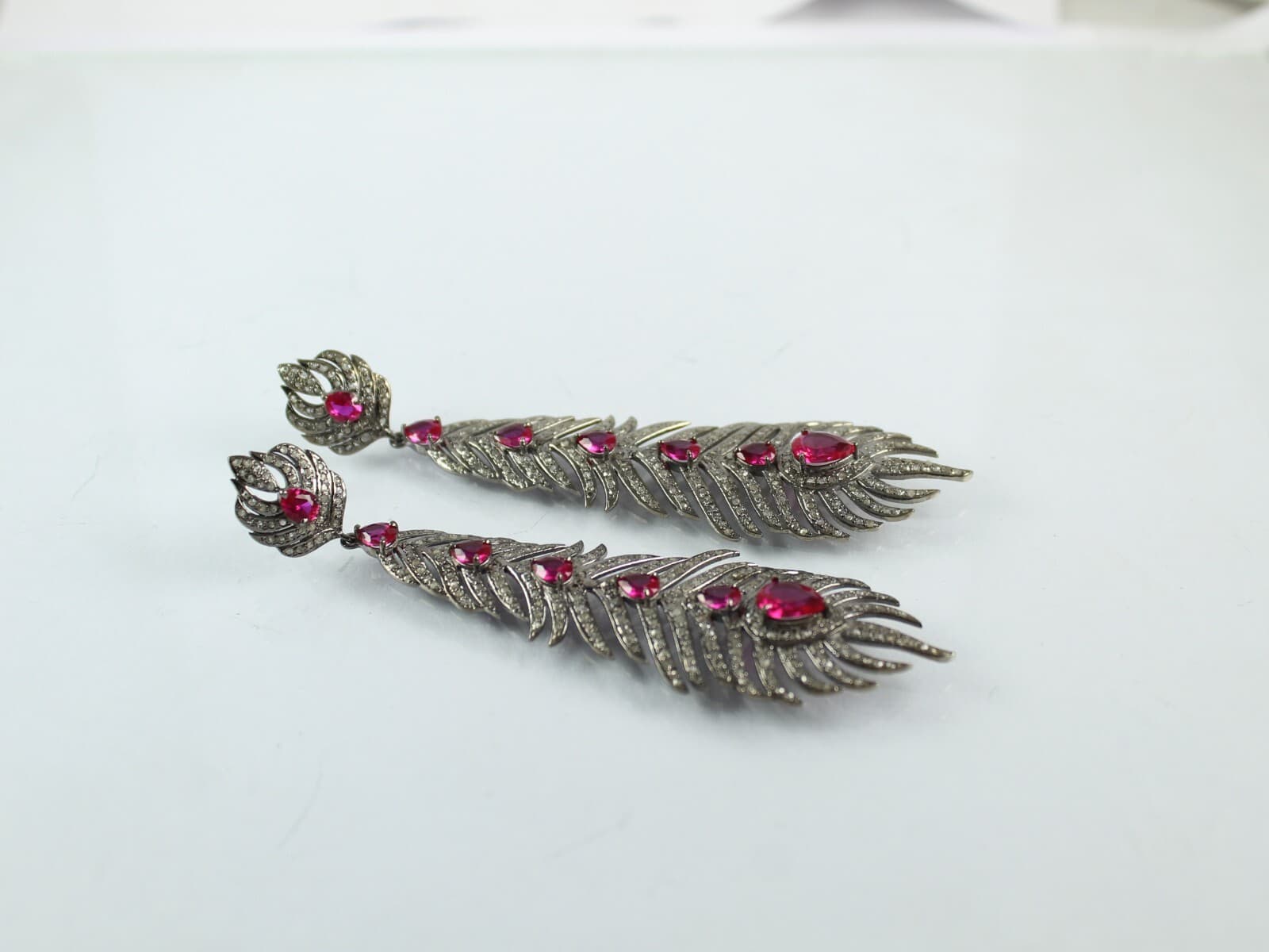 925 Sterling Silver Earrings Natural Rosecut Diamond Pave Earrings Jewelry