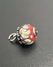 Retired James Avery Fall Leaf Art Glass Bead Finial Charm Fine Artisan Jewelry