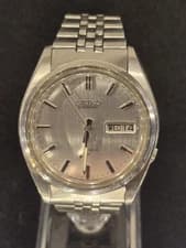 Seiko Automatic Watch Men 36mm Silver Dial Silver Tone Daydate Runs
