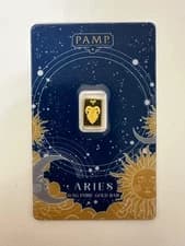 PAMP Suisse Zodiac Aries 0.5g Gold Bar 999.9 Fine Gold (3000 Mintage)