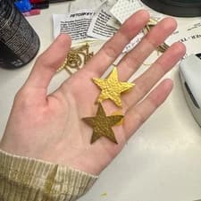 80s hammered golden star vintage unique earrings from old eBay lot with jewelry 