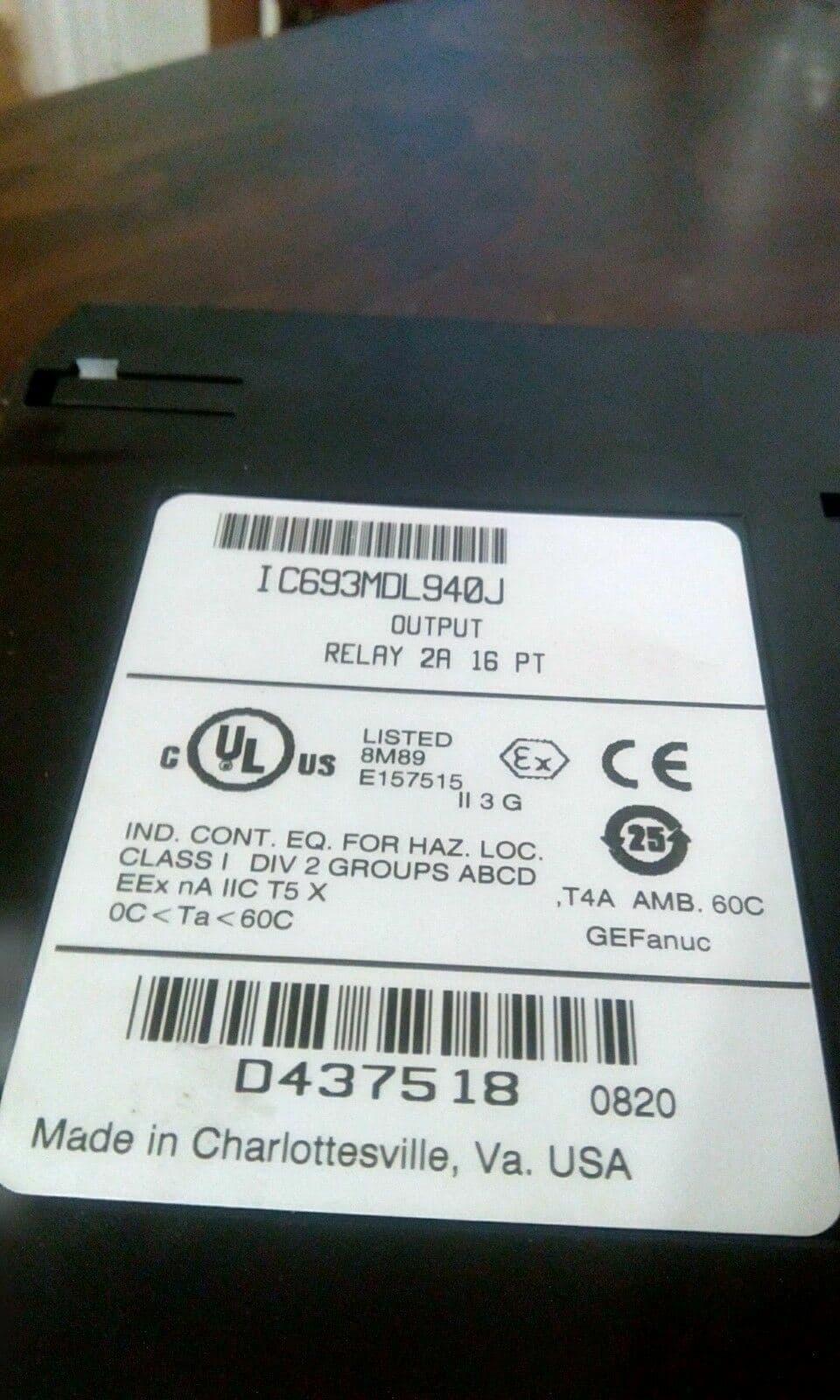 GE-FANUC IC693MDL940J RELAY OUTPUT MODULE