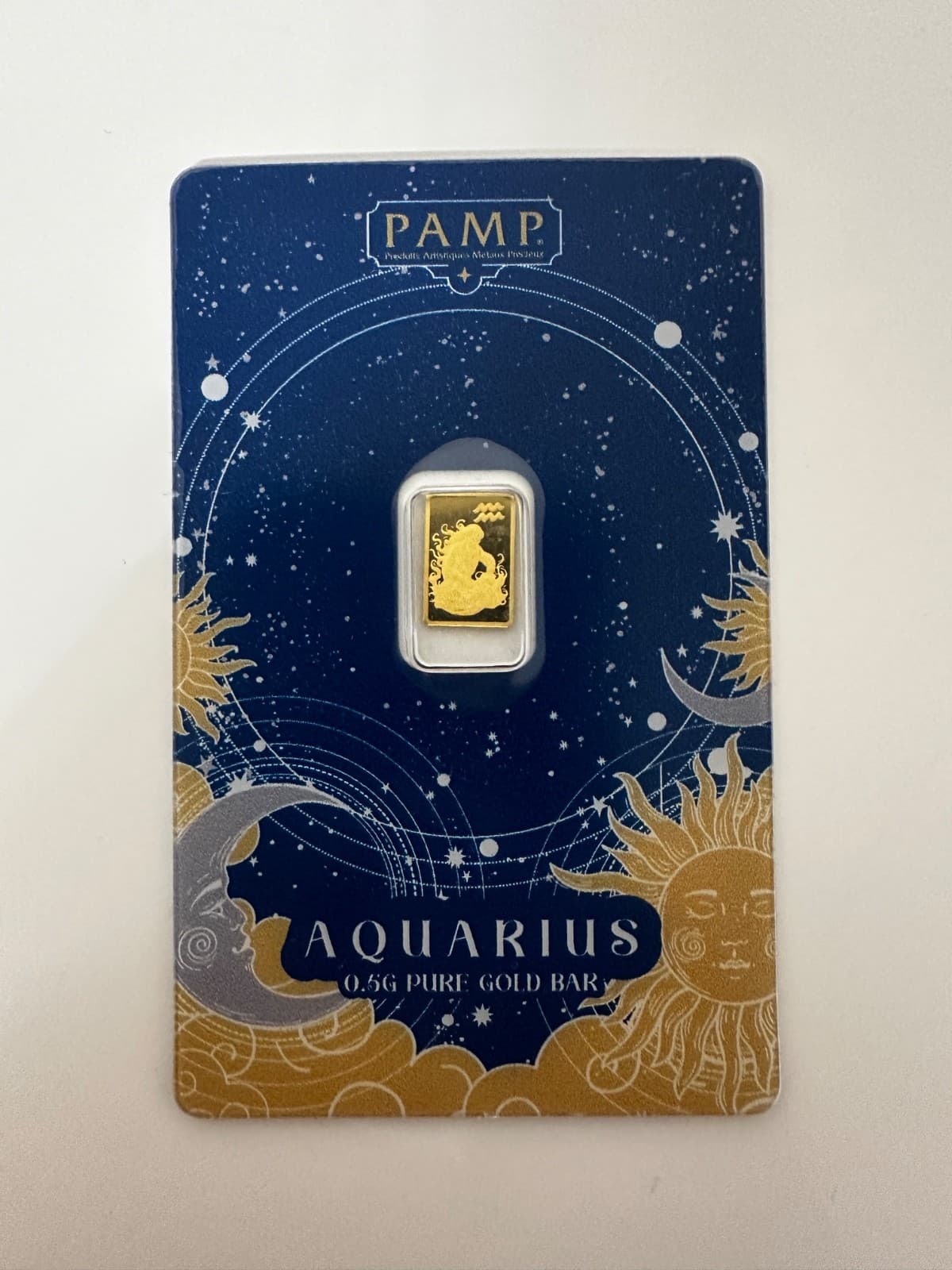 PAMP Suisse Zodiac Aquarius 0.5g Gold Bar 999.9 Fine Gold (3000 Mintage)