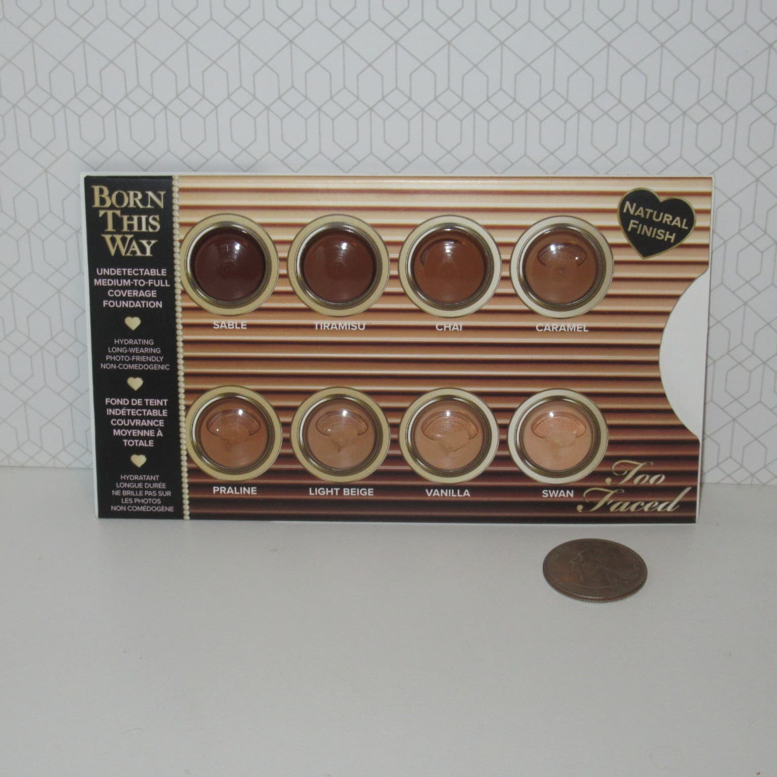 Too Faced Born This Way Foundation Swan Vanilla Light Beige Praline 8Sample Card