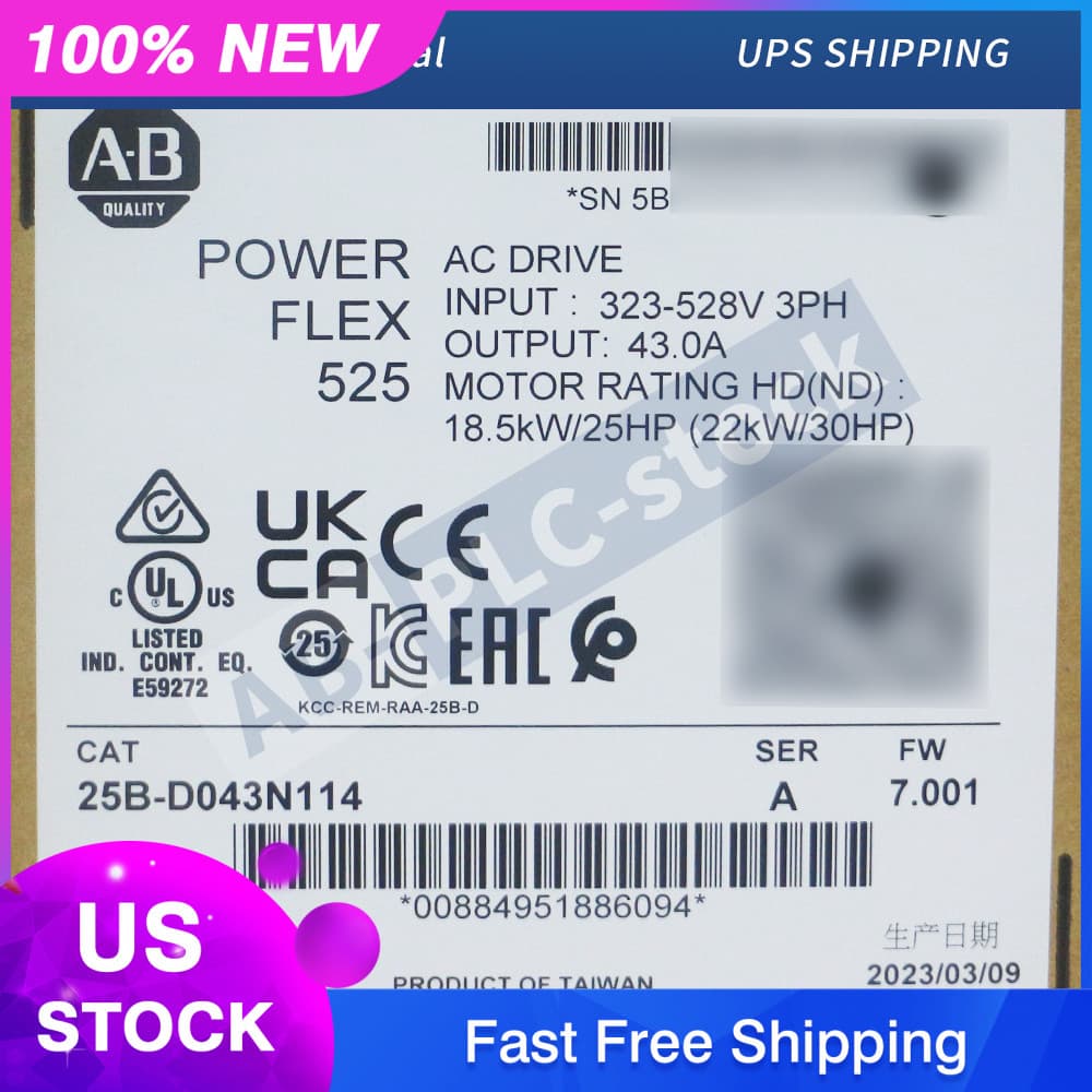 New Sealed Allen Bradley 25B-D043N114 PowerFlex 525 22kW (30Hp) AC Drive