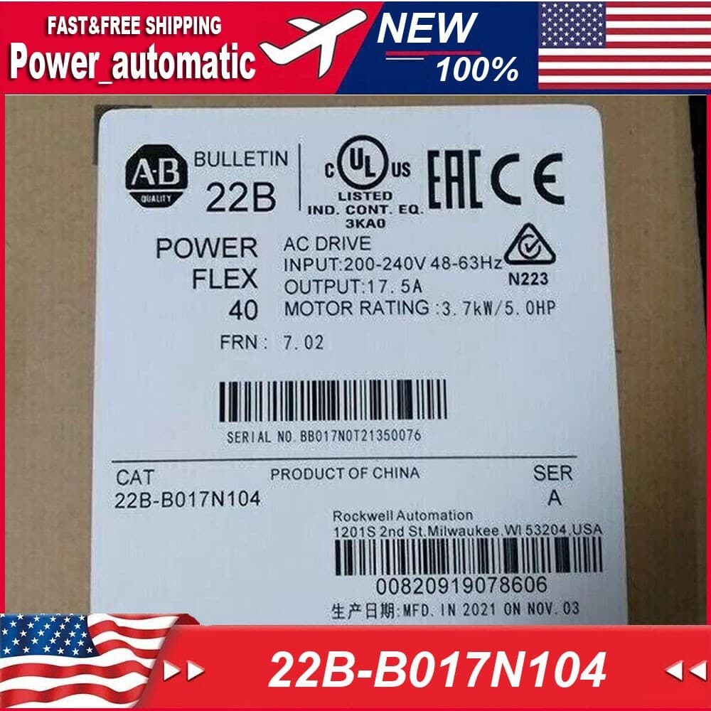 NEW Factory Sealed AB 22B-B017N104 PowerFlex 40 3.7kW 5.0HP AC Drive 22BB017N104