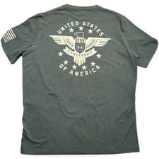 Under Armour Green T Shirt United States of America Eagle Mens Large Army Flag