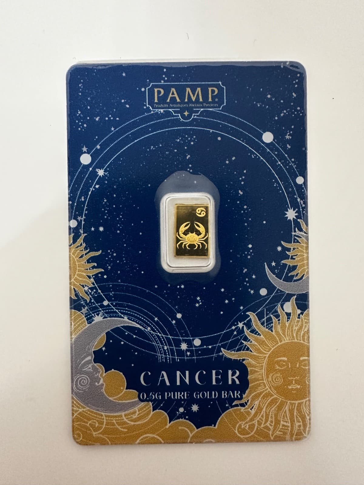 PAMP Suisse Zodiac Cancer 0.5g Gold Bar 999.9 Fine Gold (3000 Mintage)