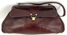 Tommy Hilfiger Exotic Road Satchel Croc Embossed Leather Doctor Boston Handbag