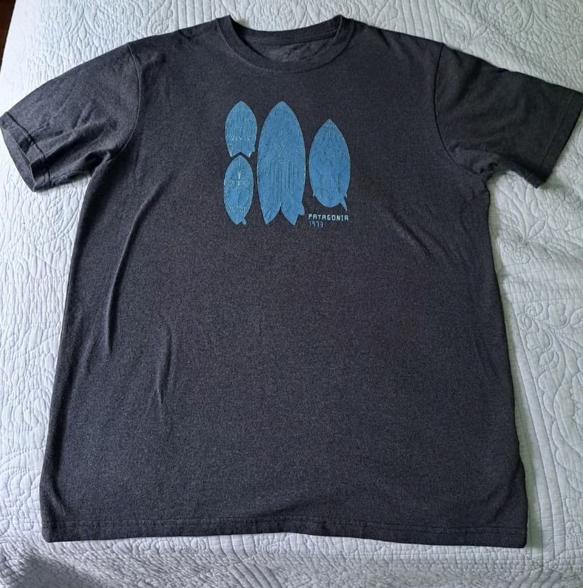 Patagonia T-Shirt Surfboards Coastal Graphic Adult Size Large L Reg Mens Gray