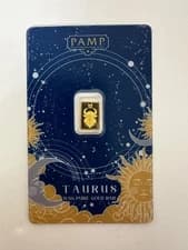 PAMP Suisse Zodiac Taurus 0.5g Gold Bar 999.9 Fine Gold (3000 Mintage)