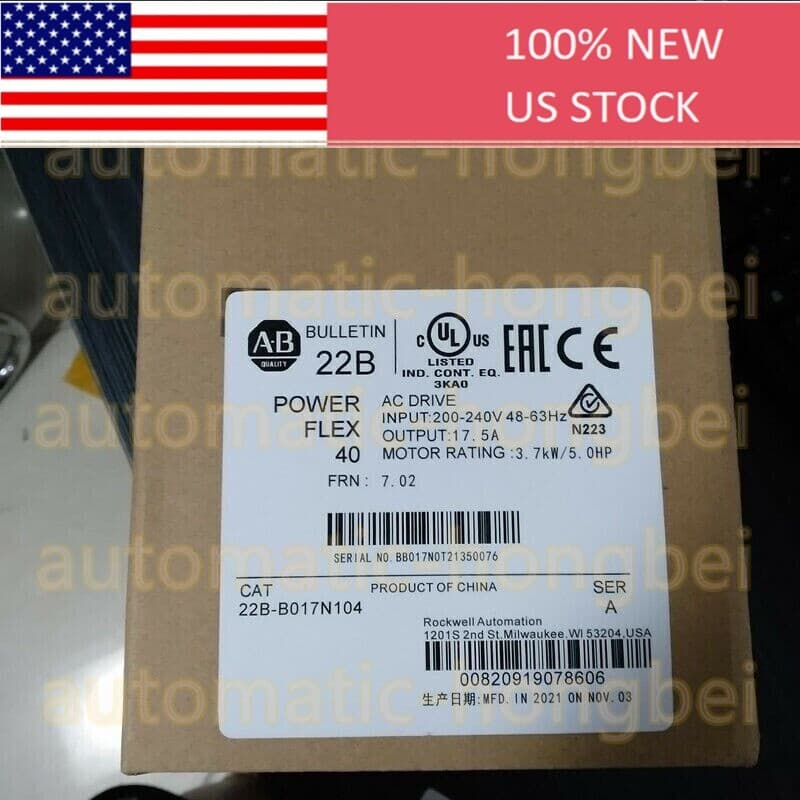 22B-B017N104 AB PowerFlex 40 AC Drive 17A 5HP Factory Sealed HWC1