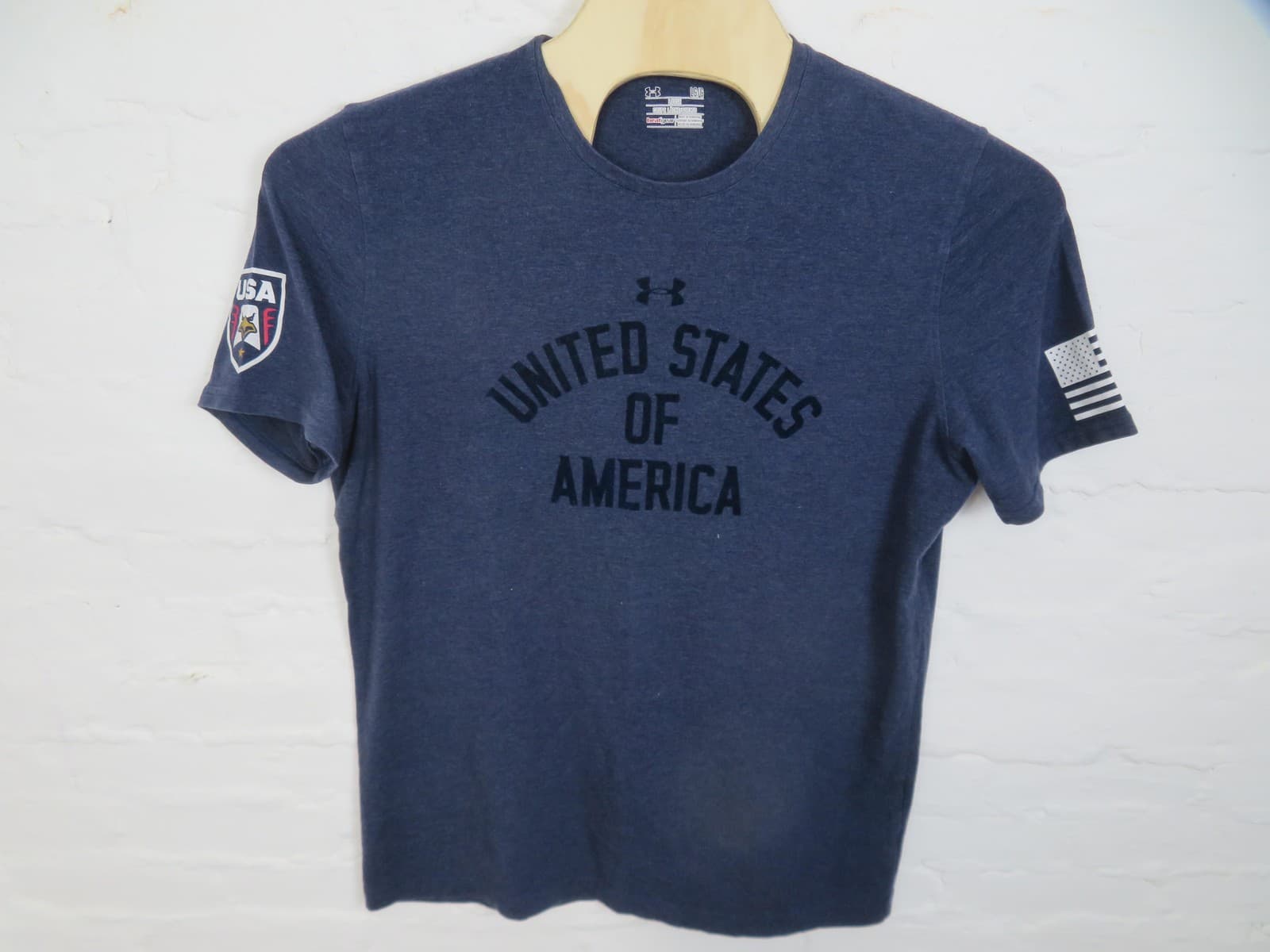 Under Armour Shirt Mens Large Blue United States Of America USA Flag Graphic Tee