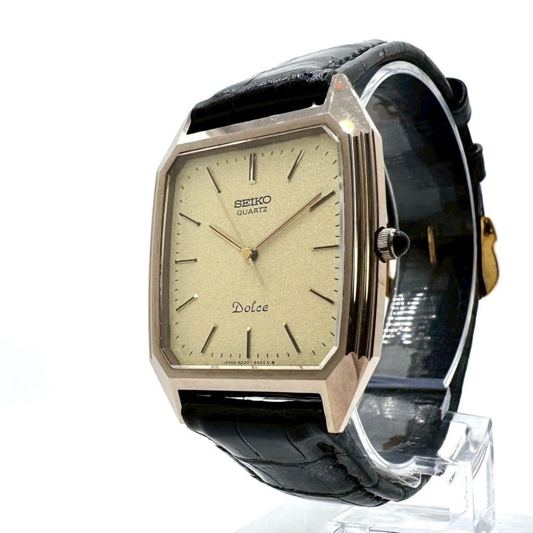 SEIKO Dolce 6030-5390 Tungsten Onyx Square Quartz 1982 Japan Vintage