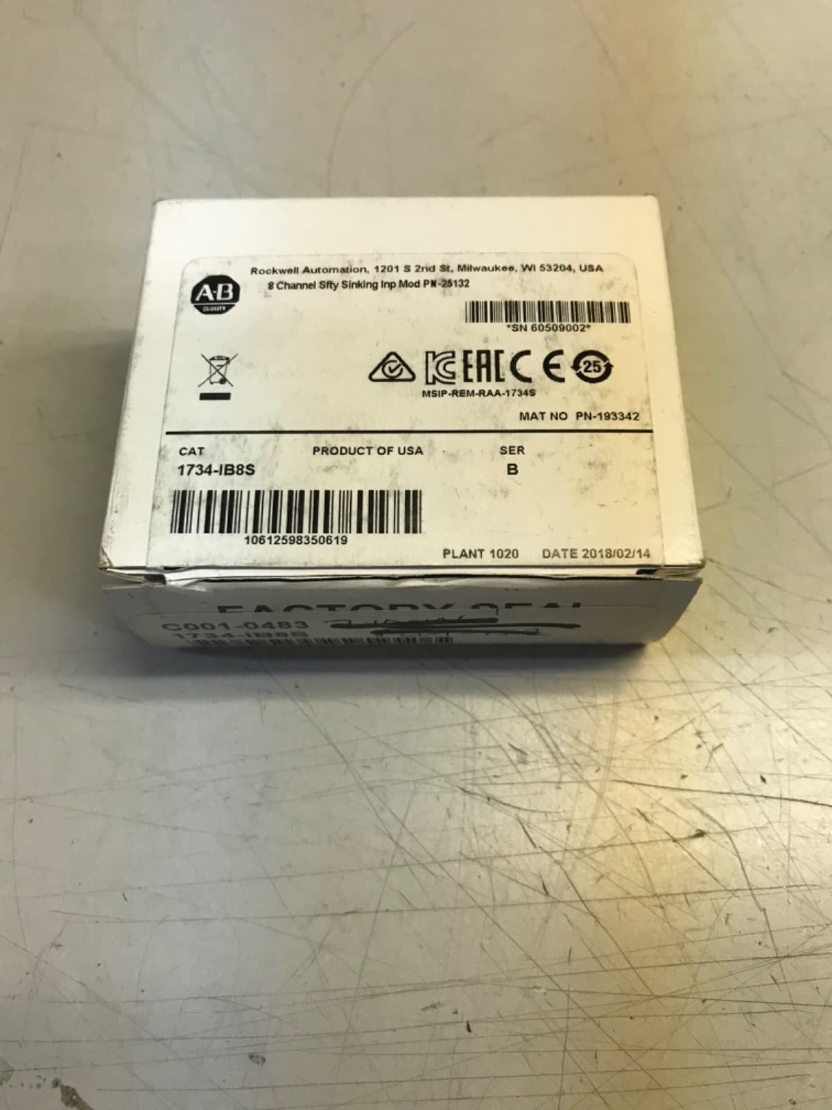 Allen Bradley Safety Point IO Module 8PT, 1734-IB8S, New, Seal Broken