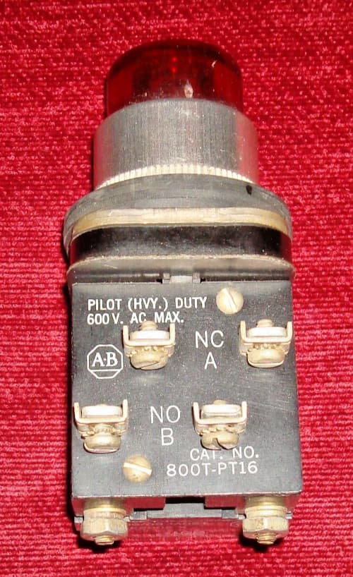 Allen-Bradley 800T-PT16 Push to test Pilot light duty 600V. AC Max RED GC