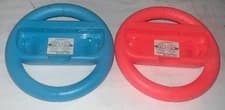 Lot of 2 Steering Wheels for Nintendo Switch Joy-Cons Neon Blue/Red Insignia