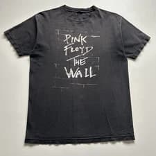 Vintage Pink Floyd The Wall T-Shirt Medi Band Tee Sun Faded Black Short Sleeve