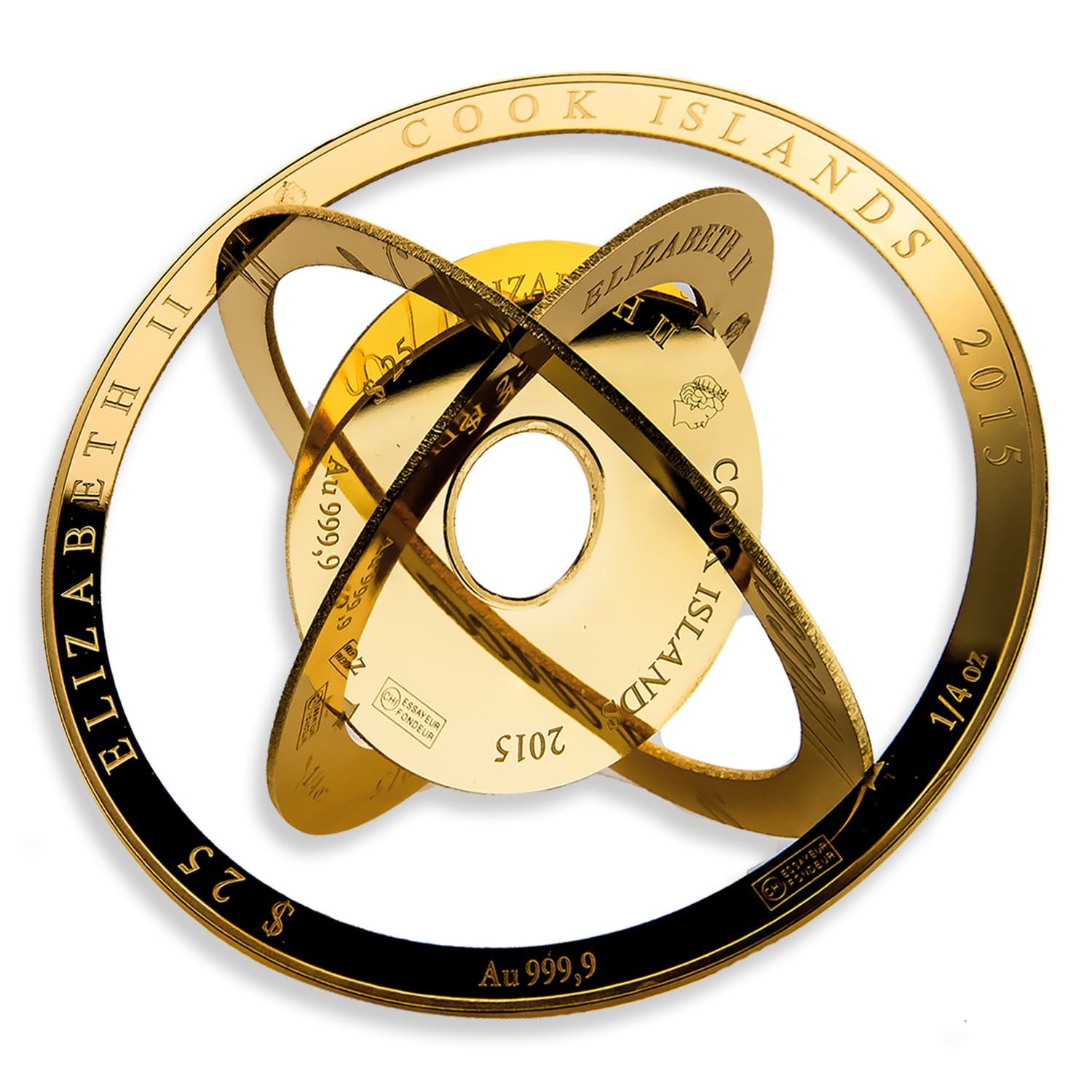 1 oz Cook Islands $100 Gold Armillary Coin Valcambi (In Assay)