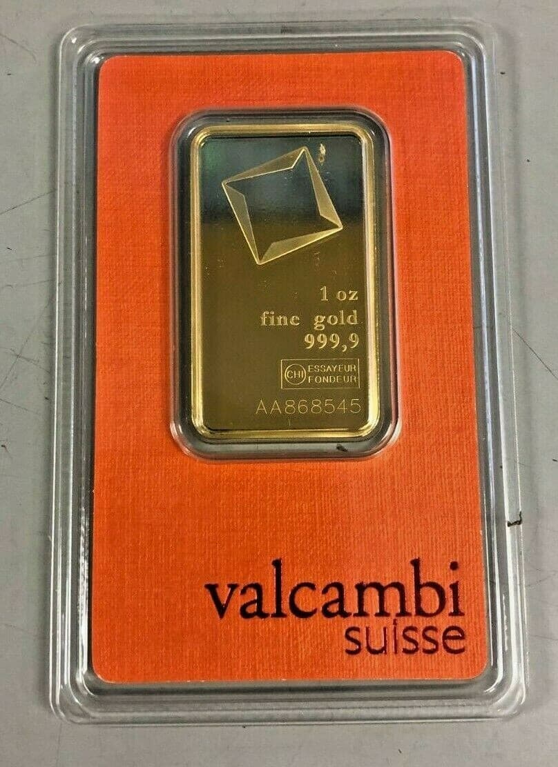 Valcambi Suisse 1 oz Gold Bar .9999 Sealed With Assay Certificate 24 Karat