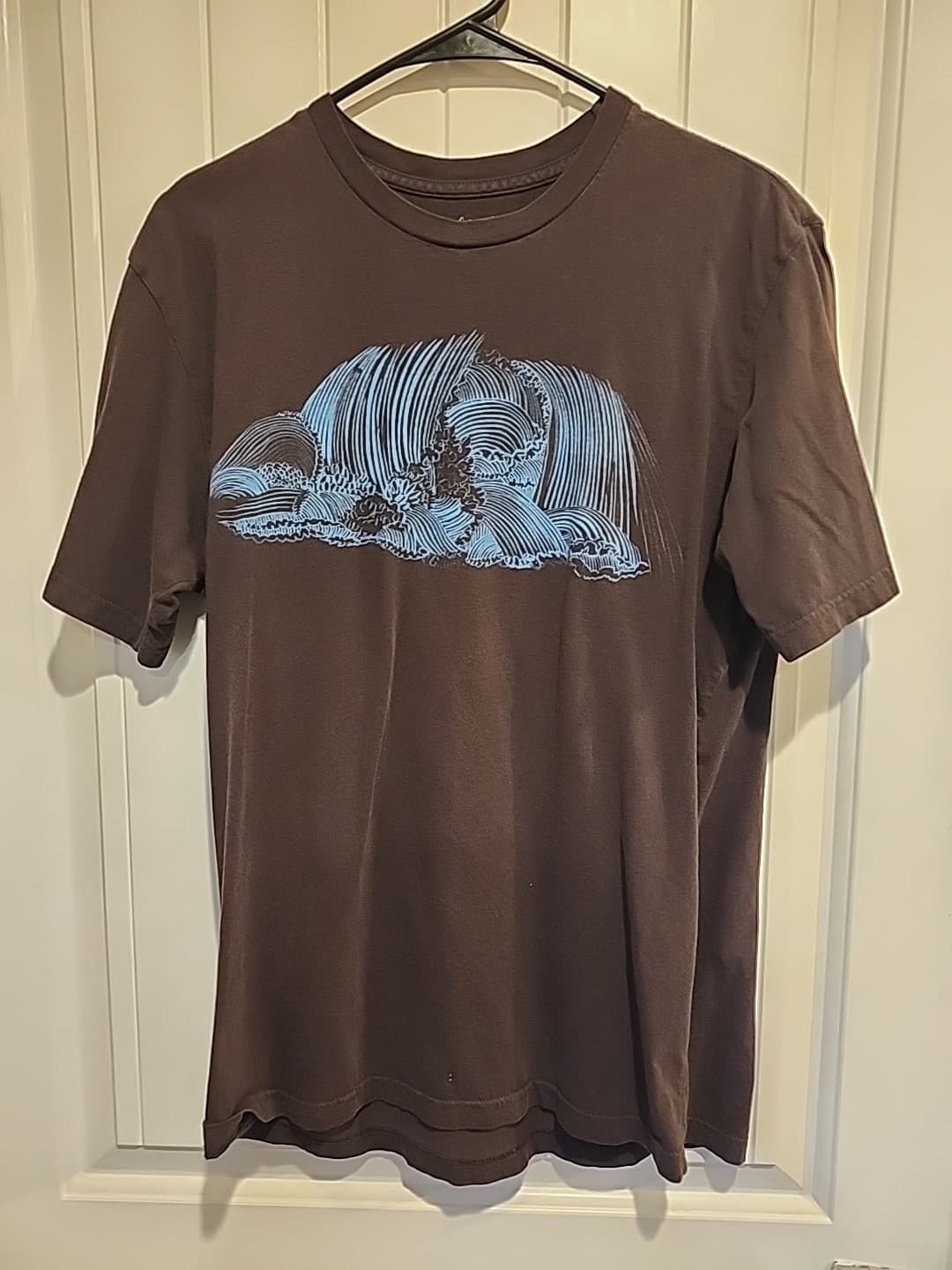 Patagonia Tee Shirt Men Sz M Organic Cotton Brown Green Waves Graphic Shirt