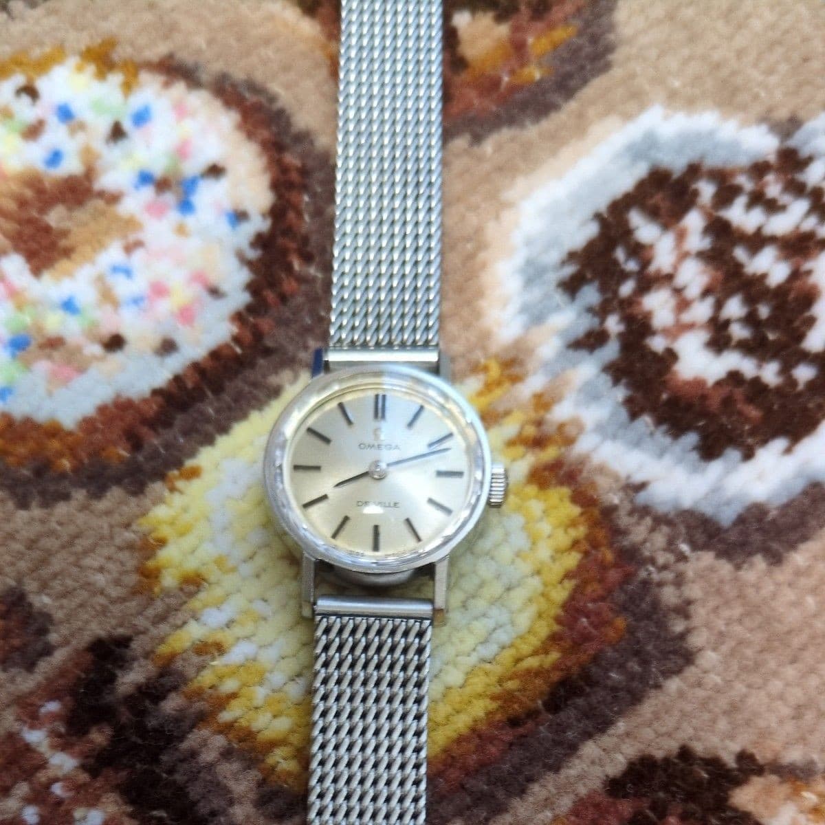 Omega De Ville Hand Wound Womens Dress Watch Silver Mesh Band Vintage