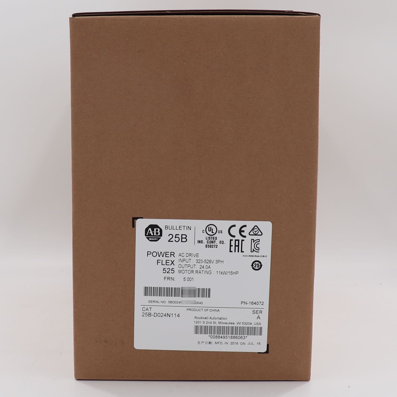  Allen Bradley 25B-D024N114 PowerFlex 525 AC Drive 11kW 15Hp