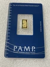 1 gram .9999 Fine Gold Bar - PAMP Suisse Lady Fortuna (In Assay Card) #B129338
